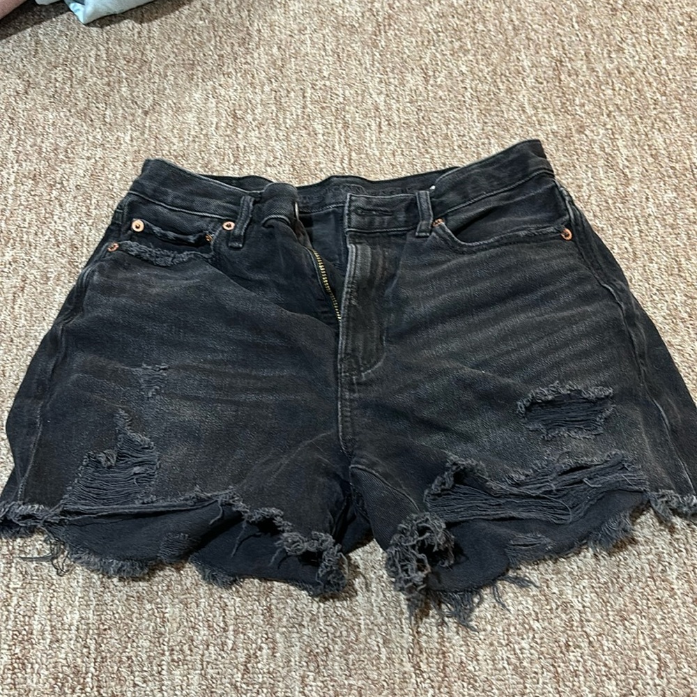 Black american eagle high rise jean shorts